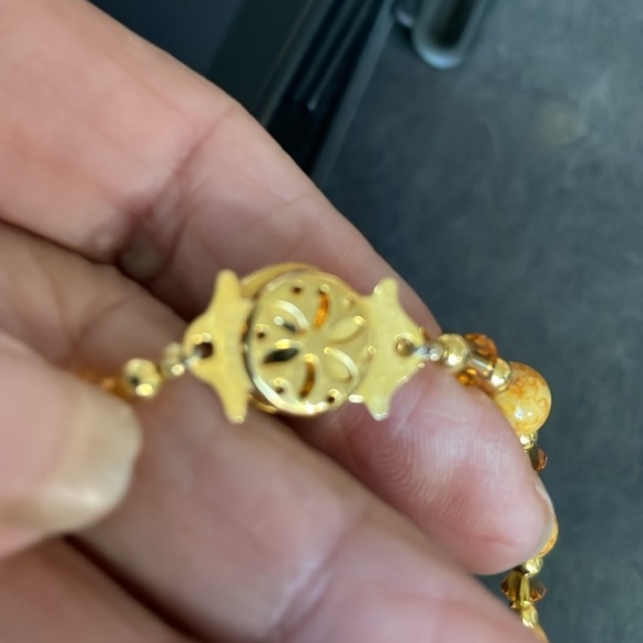 Vintage yellow matrix jasper bead with Bakelite birds Beaded Necklace 28” - Picture 8 of 9